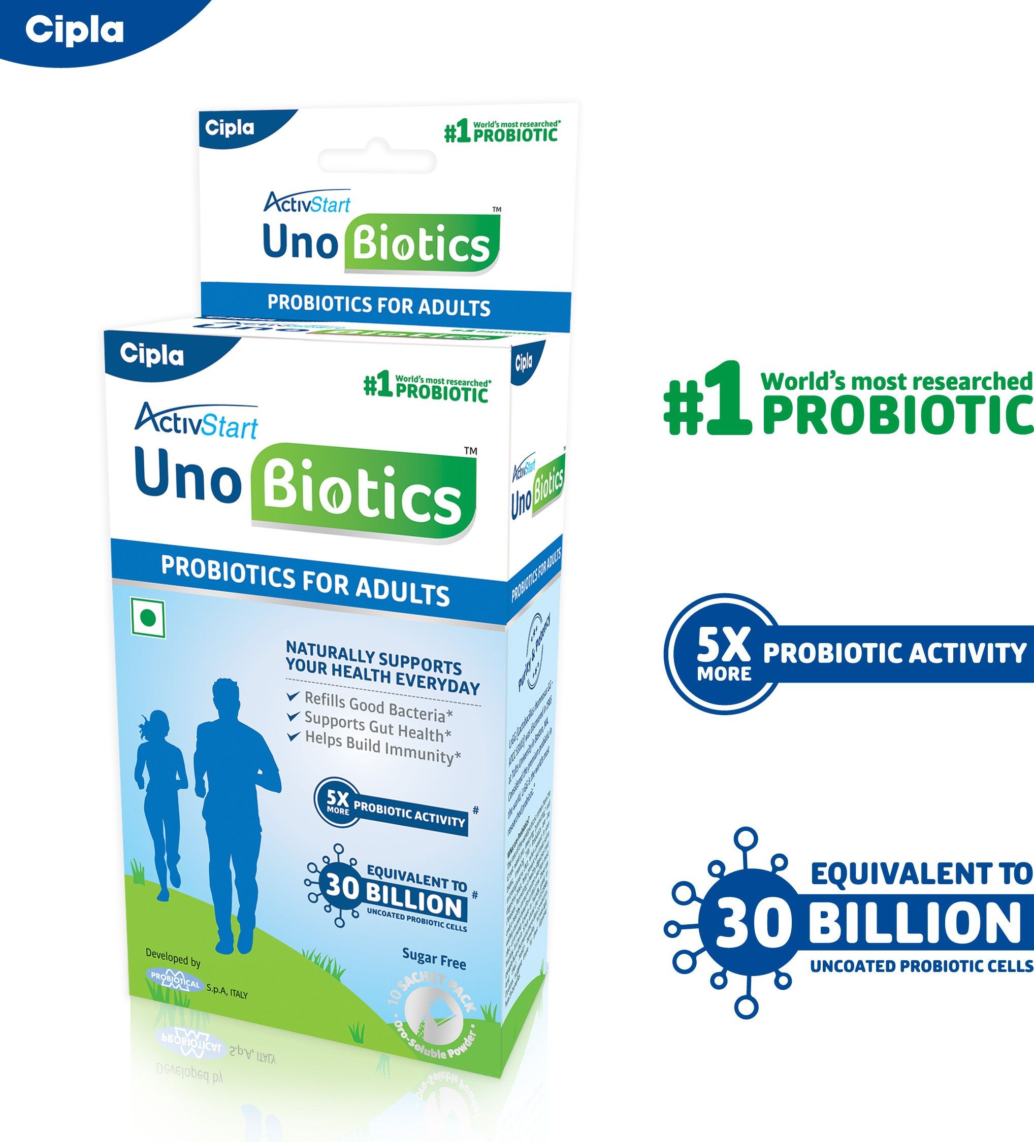 ActivStart Unobiotics With 5X more Probiotic Activity -Probiotic for Adults Plain Powder-image-9