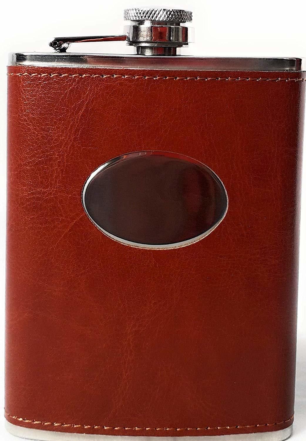 zigly Pu Leather Hip Flask, Brown 7 OZ Stainless Steel Hip Flask-picture-21