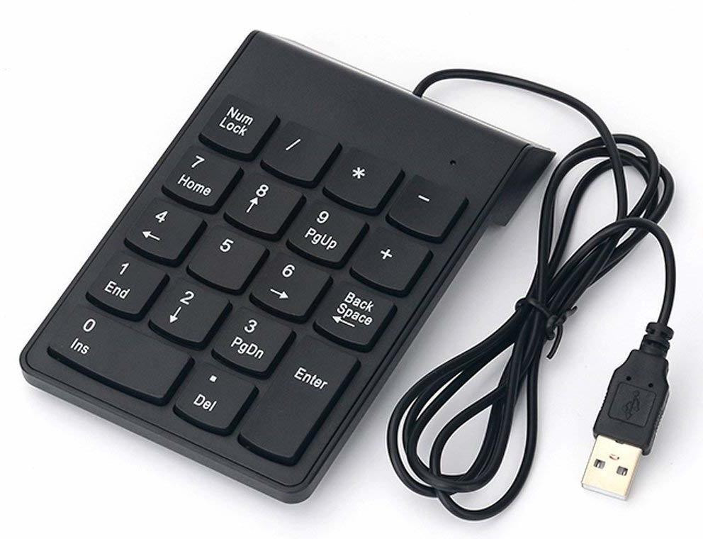 C Computer Cables USB 2.0 Wired Numeric Keypad Slim Mini Number Pad Digital Keyboard 18 Keys for iMac/Mac Pro/MacBook/MacBook Air/Pro Laptop PC... Wired USB Thumb-size Multi-device Keyboard Compatible with Desktop, Laptop, Mac image 1