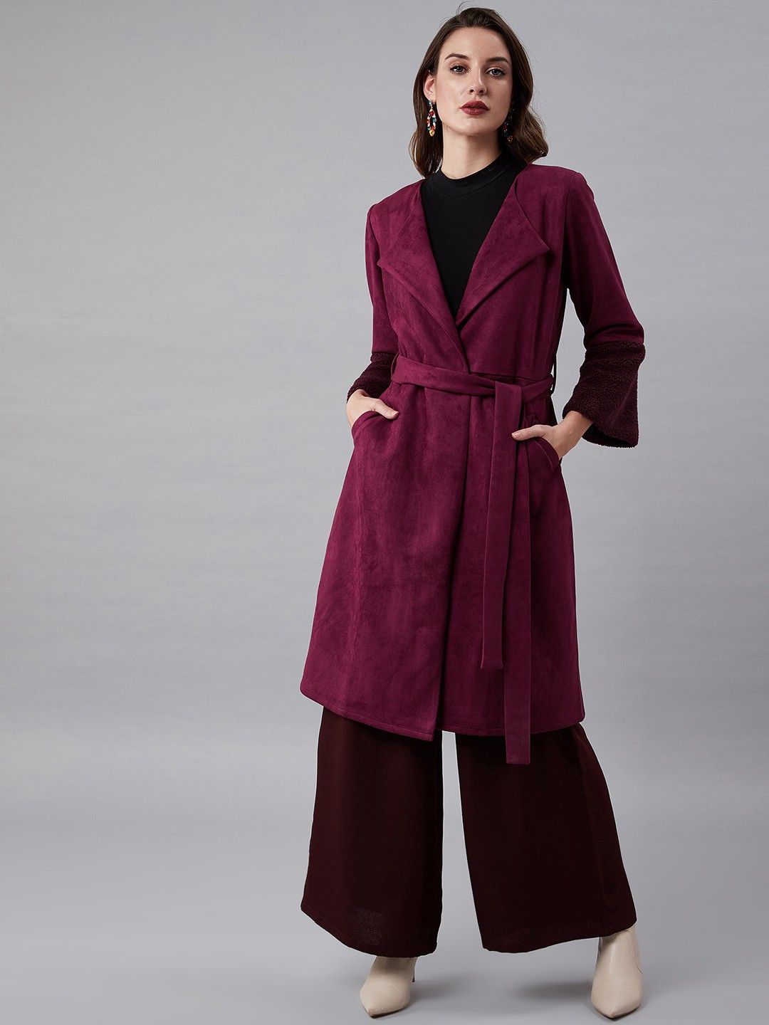 athena Suede Solid Coat For Women-picture-24
