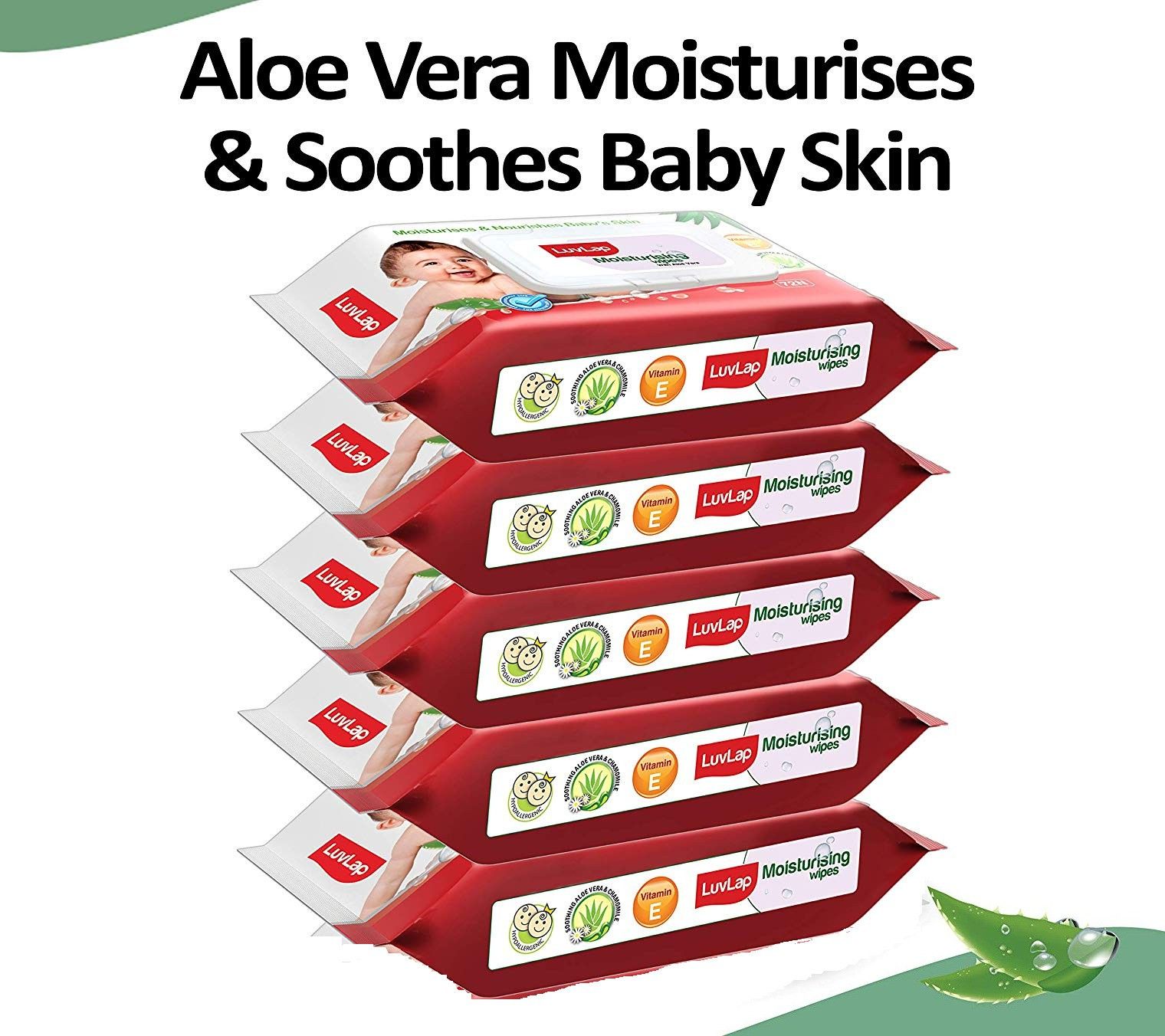 luvlap Baby Moisturising Wipes with Aloe Vera,72N Pack of 5 Combo-picture-44
