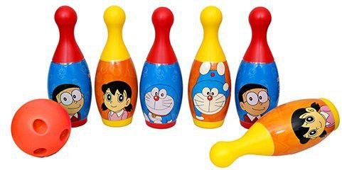 High Quality Plastic Bowling Set for Kids Doremon 6 pins n Ball(2 to 8 Years) Fun Learning Game Sports Bowling Set Sports Bowling Set