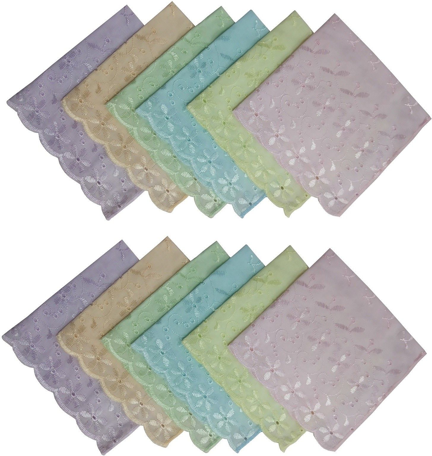 De-Ultimate Set of 12 Pcs Premium Quality Women's/ Girl's Pure Cotton Multi Color Flower Chikan Embroidery Design Hankies/ ["Multicolor"] Handkerchief-image-49