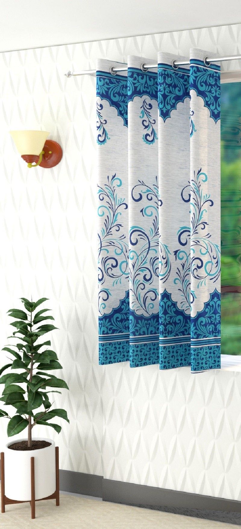 panipat textile hub 153 cm (5 ft) Window Polyester Semi Transparent Curtain (Pack Of 2)-picture-17