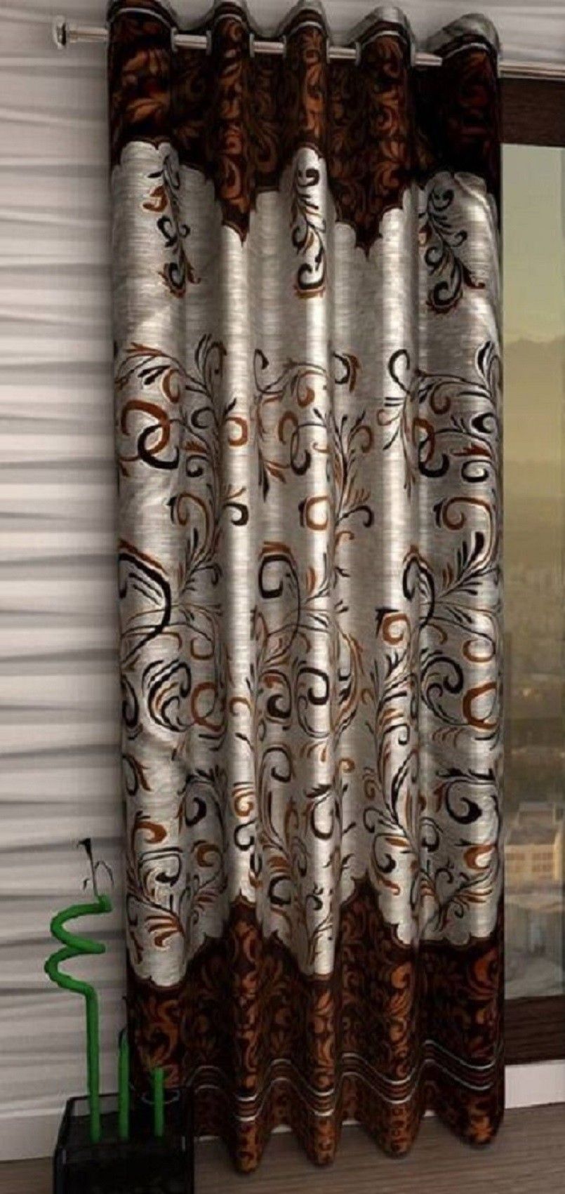 214 cm (7 ft) Polyester Semi Transparent Door Curtain Single Curtain-image-37