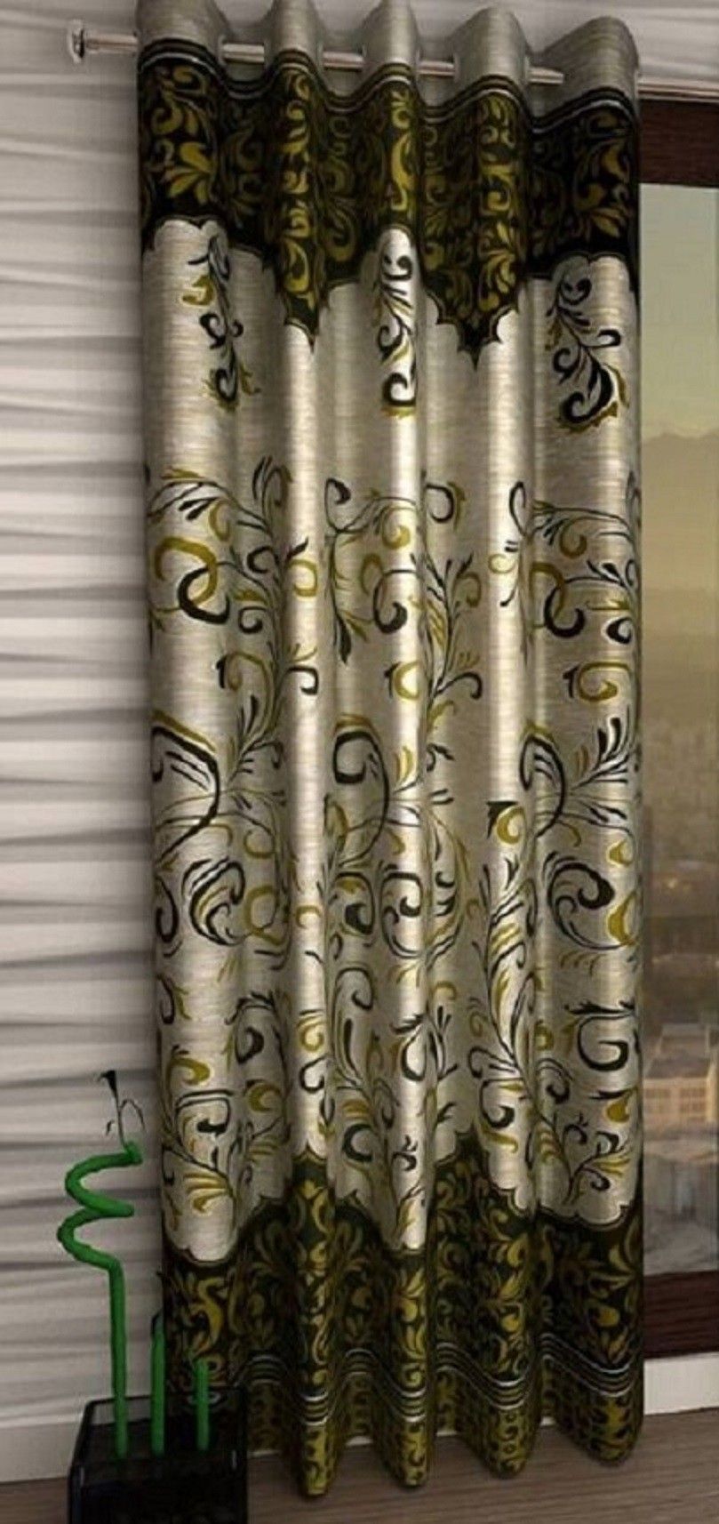 panipat textile hub 214 cm (7 ft) Polyester Semi Transparent Door Curtain Single Curtain-picture-26