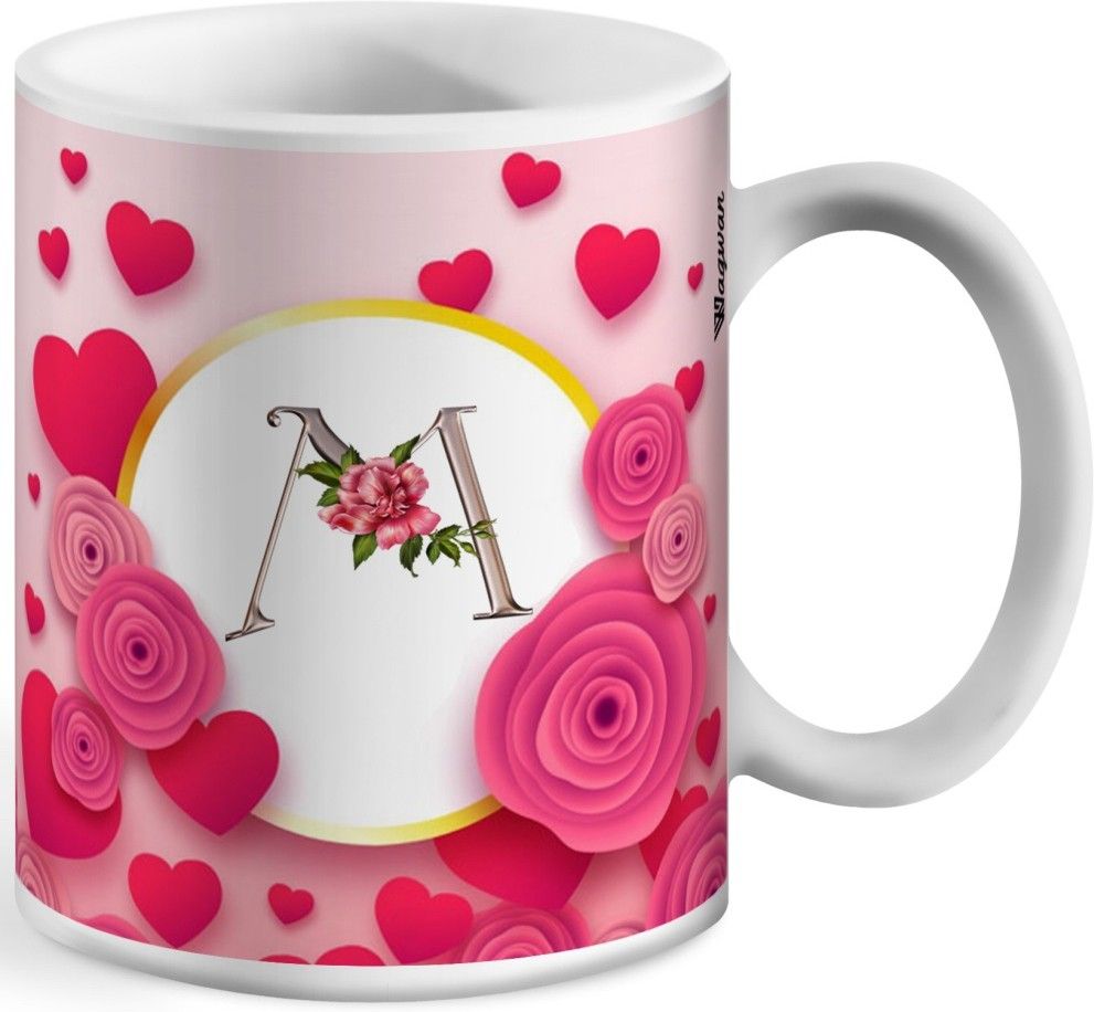 wagwan Letter M Alphabet Best Gift for Boy Friend Special Birthday Gift For Girlfriend 613 Ceramic Coffee Mug-picture-2