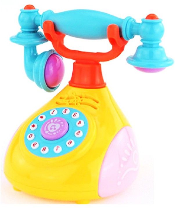 Retro Style Landline Telephone Musical Phone Toy for Kids with Light and Sound Effects
