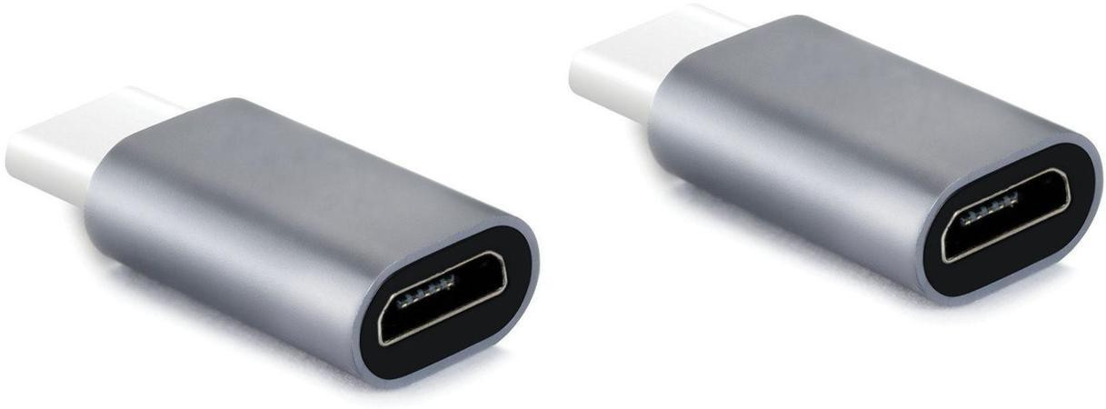 Tech-X Grey Type-C To Micro USB Adapter Convertr all type C devices Pack 2 Phone Converter image 1