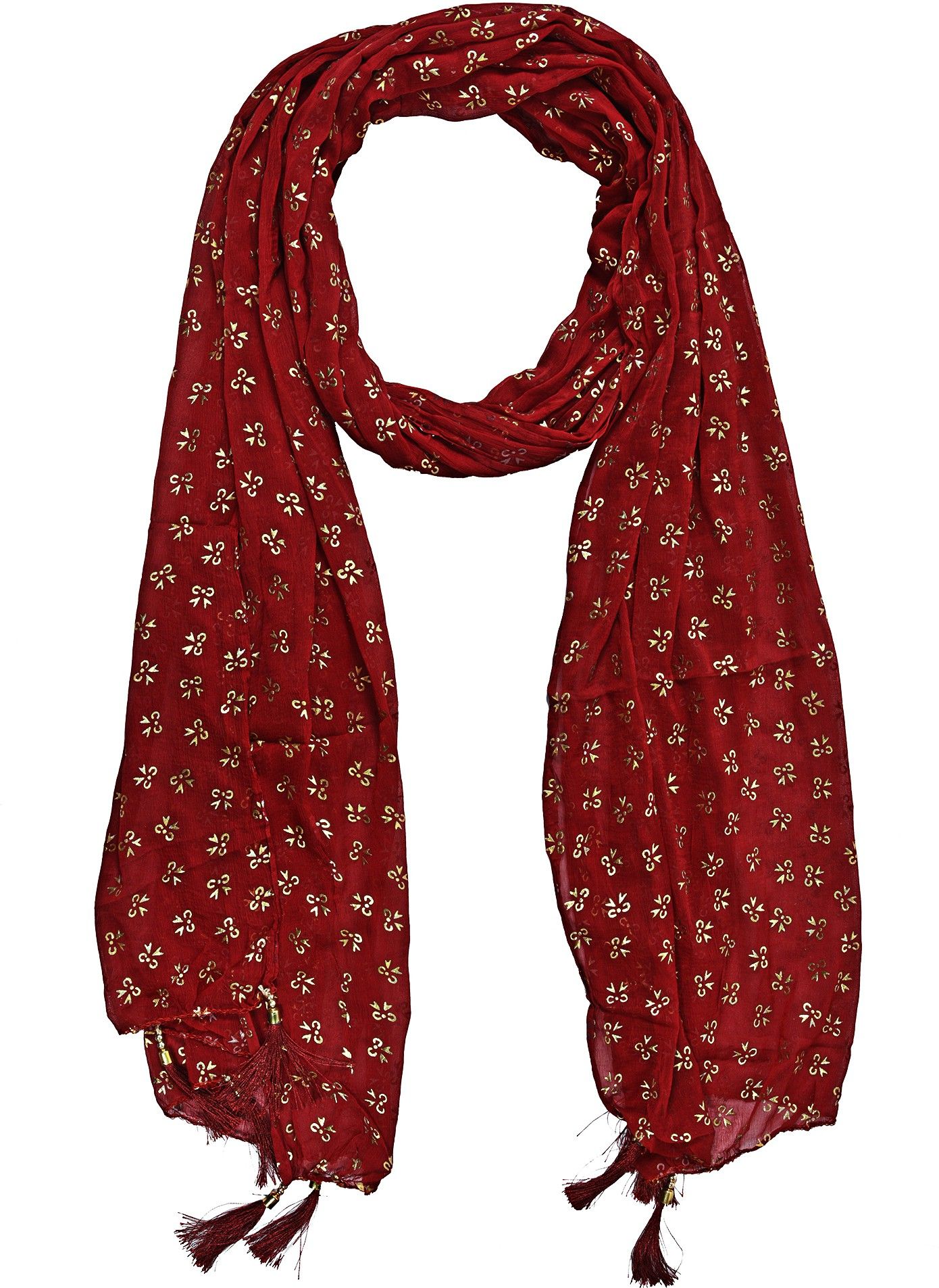 whiteheaven Chiffon Printed Maroon Women Dupatta-picture-29