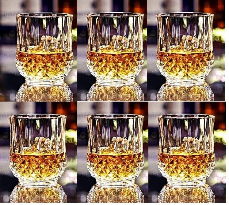 (Pack of 6) Crystal Diamond,Old Fashioned Whiskey Glasses 10 Oz Rocks Barware for Scotch, Bourbon, Liquor and Cocktail Drinks Tableware Party Beverage Whiskey Glass 310 ml,Transparent Pack of 6 Glass (Glass, 310 ml, Clear, Pack of 6) Glass Set Whisky Glass-image-7