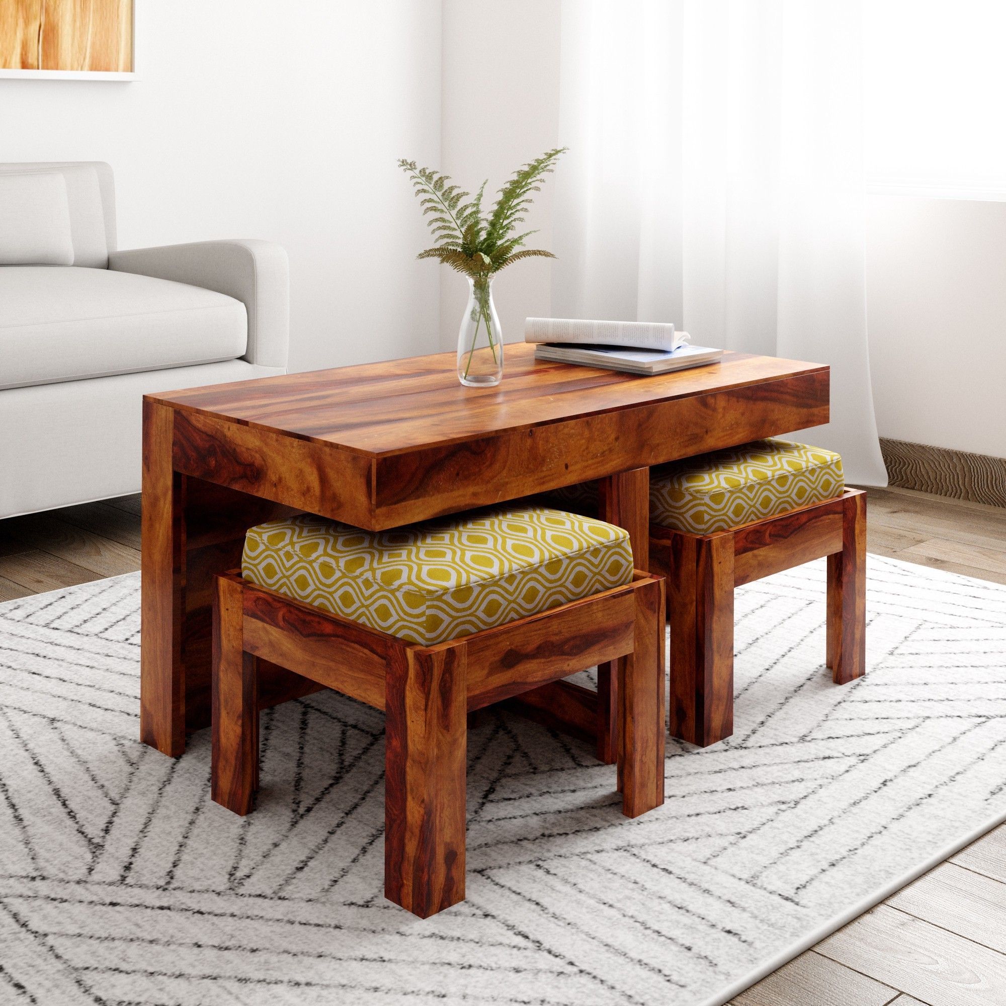 Sheesham Wood Solid Wood Coffee Table-image-8