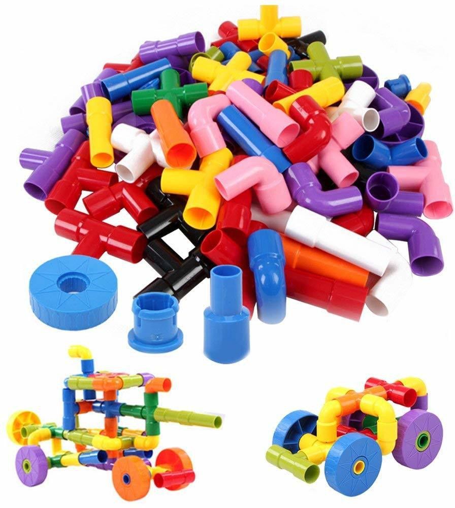 Multi Coloured Educational Play and Learn Plastic Building Block Set Pipes Puzzle Set - Blocks for Kids - Blocks Game-image-25