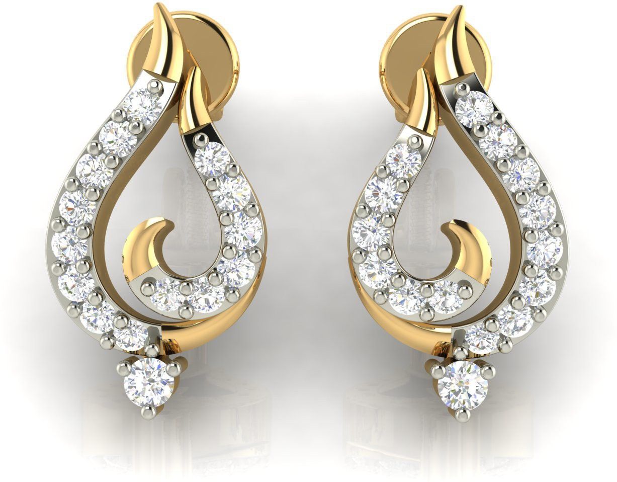 avsar earring Yellow Gold 14kt Cubic Zirconia Stud Earring-picture-26