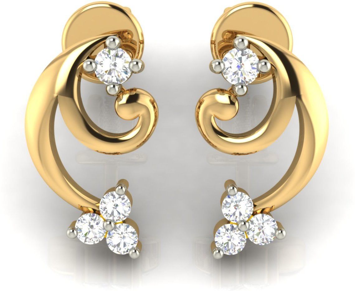 avsar earring Yellow Gold 14kt Cubic Zirconia Stud Earring-picture-31