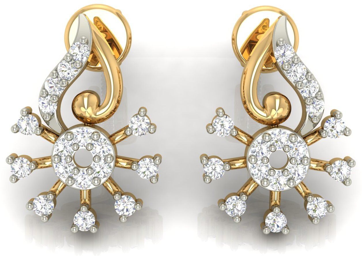 avsar earring Yellow Gold 14kt Cubic Zirconia Stud Earring-image-3
