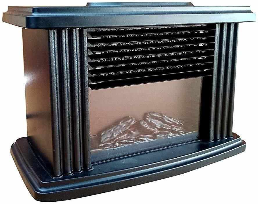 Electric Flame Heater Fan Air Warmer Fireplace Flame Heater for Office Home Operated with Remote Control- Black Fan Room Heater-image-0