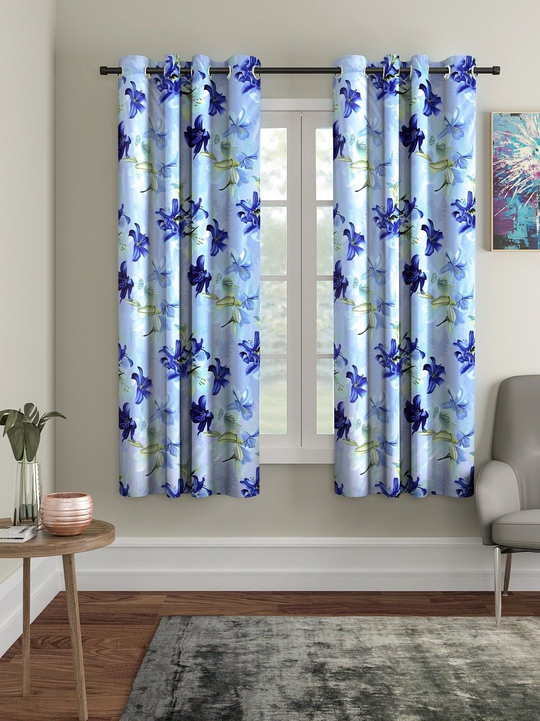 home sizzler 153 cm (5 ft) Window Polyester Semi Transparent Curtain (Pack Of 2)-picture-12
