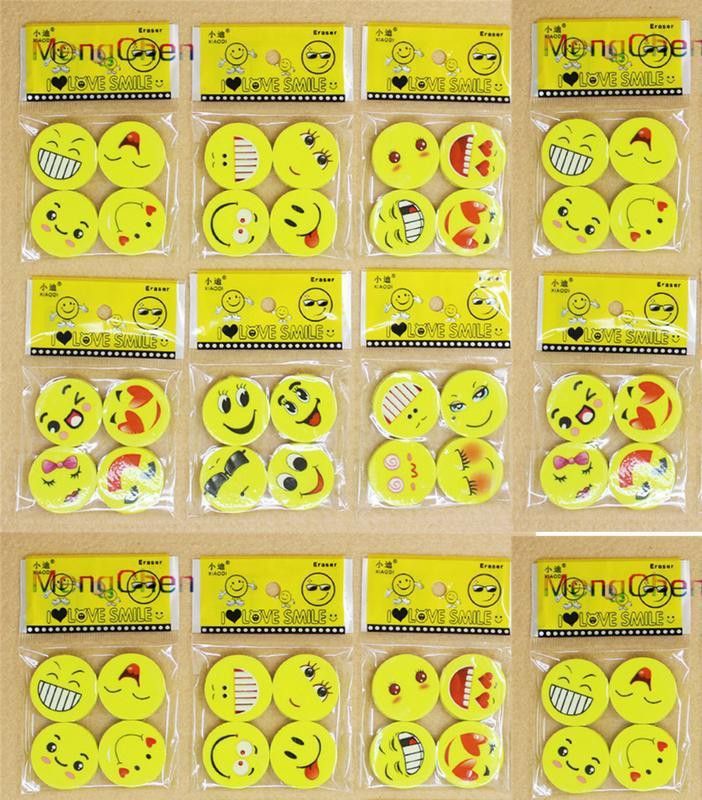 furnish marts Lovely Happy Funny Smiley Erasers / Rubber Birthday Return Gifts for Kids (Pack of 48 Pcs Erasers / 12 Packets) Non-Toxic Eraser-picture-11