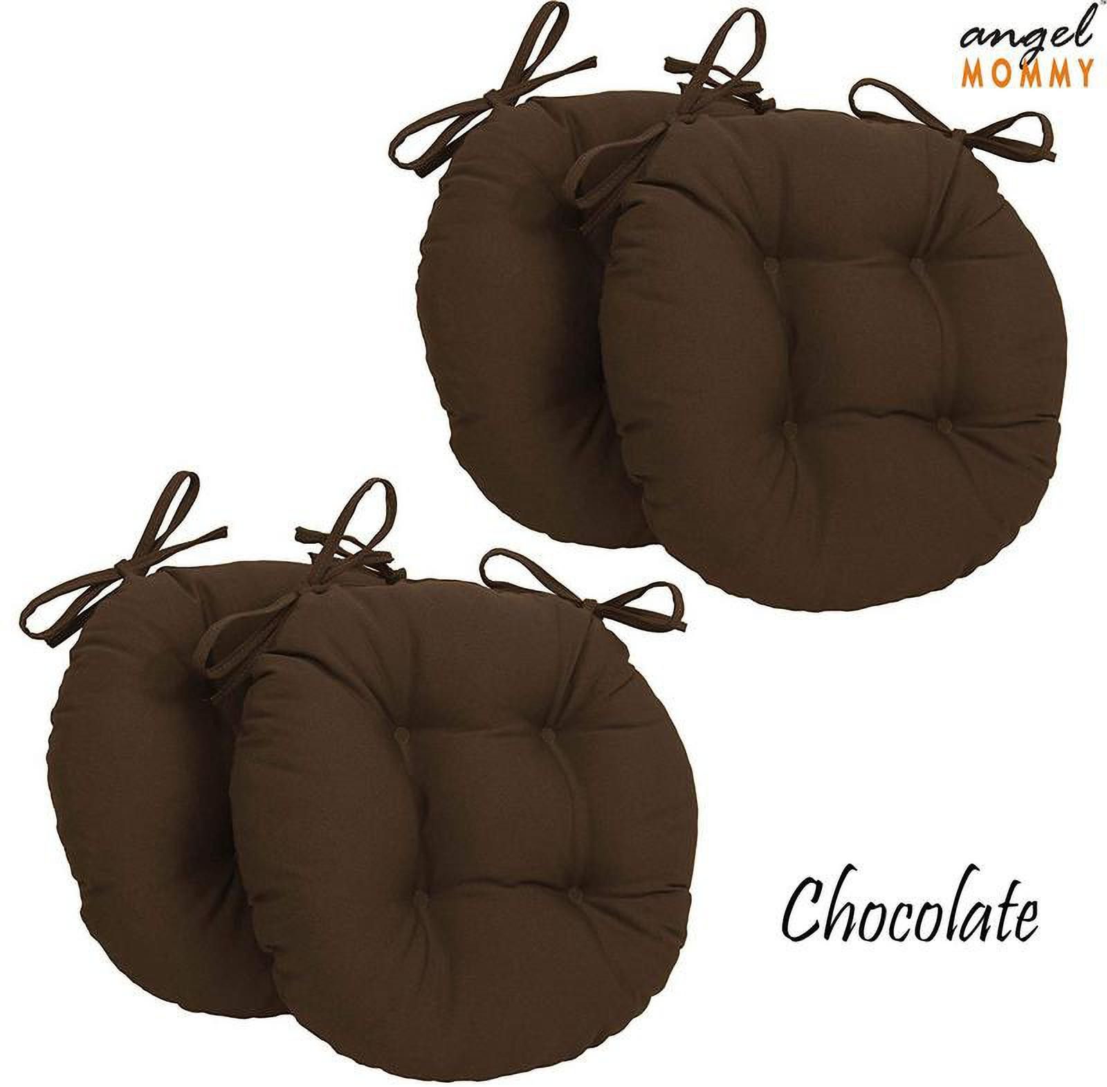 Microfibre Chair Pad Pack of 4 Solid Antique Round Chair Cushion-image-20