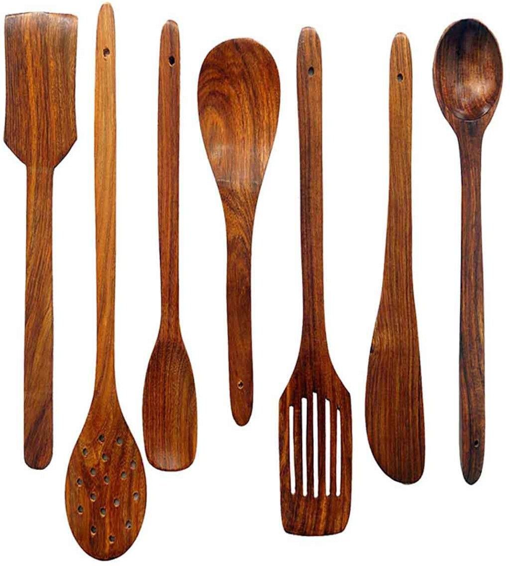wooden spoon Wooden Cutlery Set (Pack of 7) Wooden Cutlery Set-image-4
