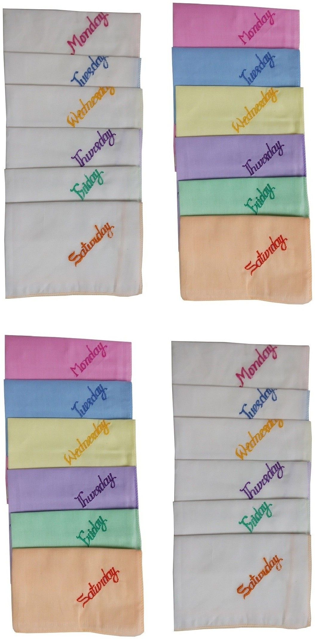 Utkarsh (Set of 24) Pcs Women's/ Girl's Pure Cotton Multi Color with Weekdays Embroidery Design Hankies ["Multicolor"] Handkerchief-image-45