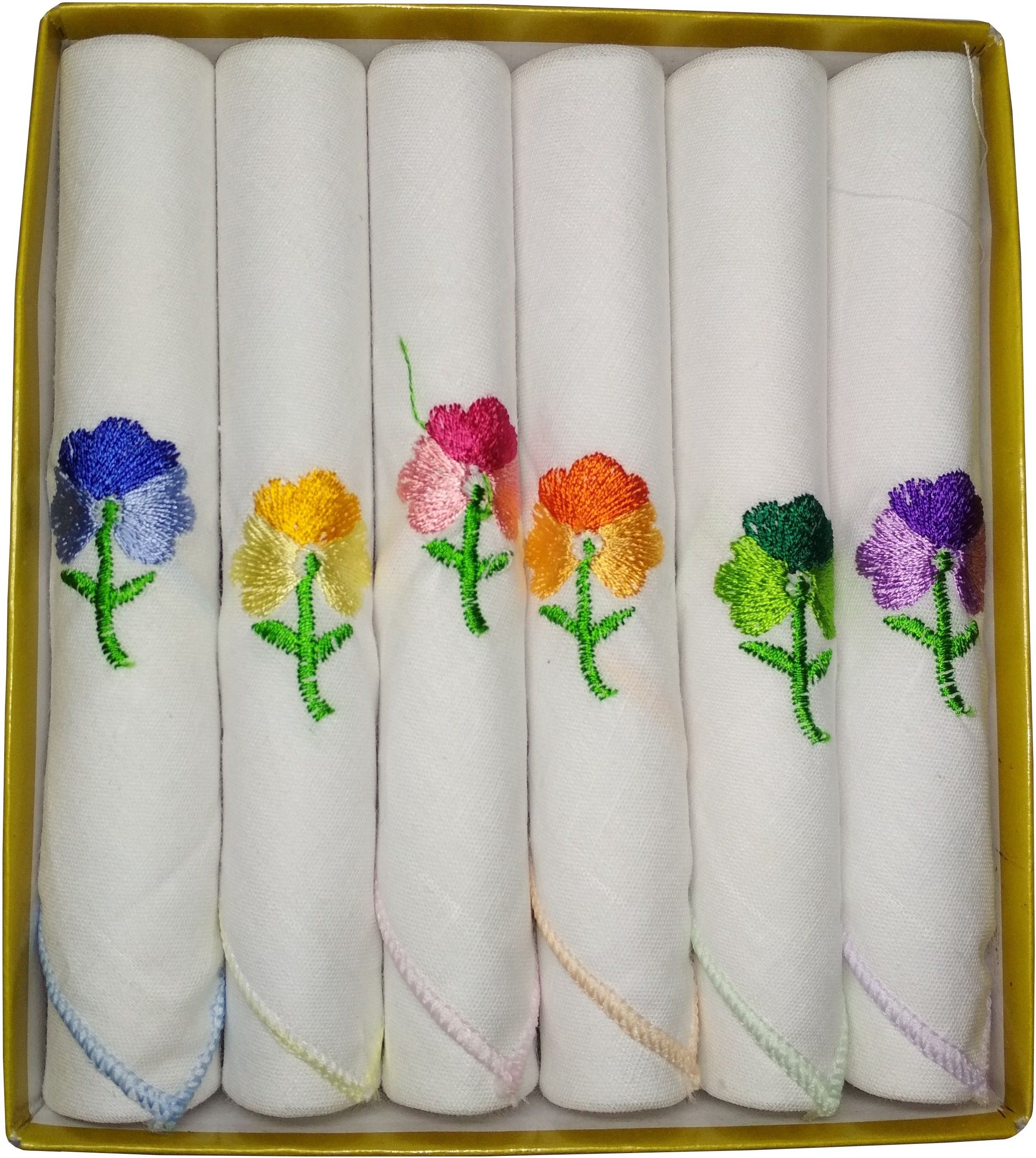 Utkarsh Bally Girl Set of 6 Pcs Premium Quality Women's/ Girl's Pure Cotton White Color With Beautiful Buty Design Hankies/ Hanky/ ["White"] Handkerchief-image-47