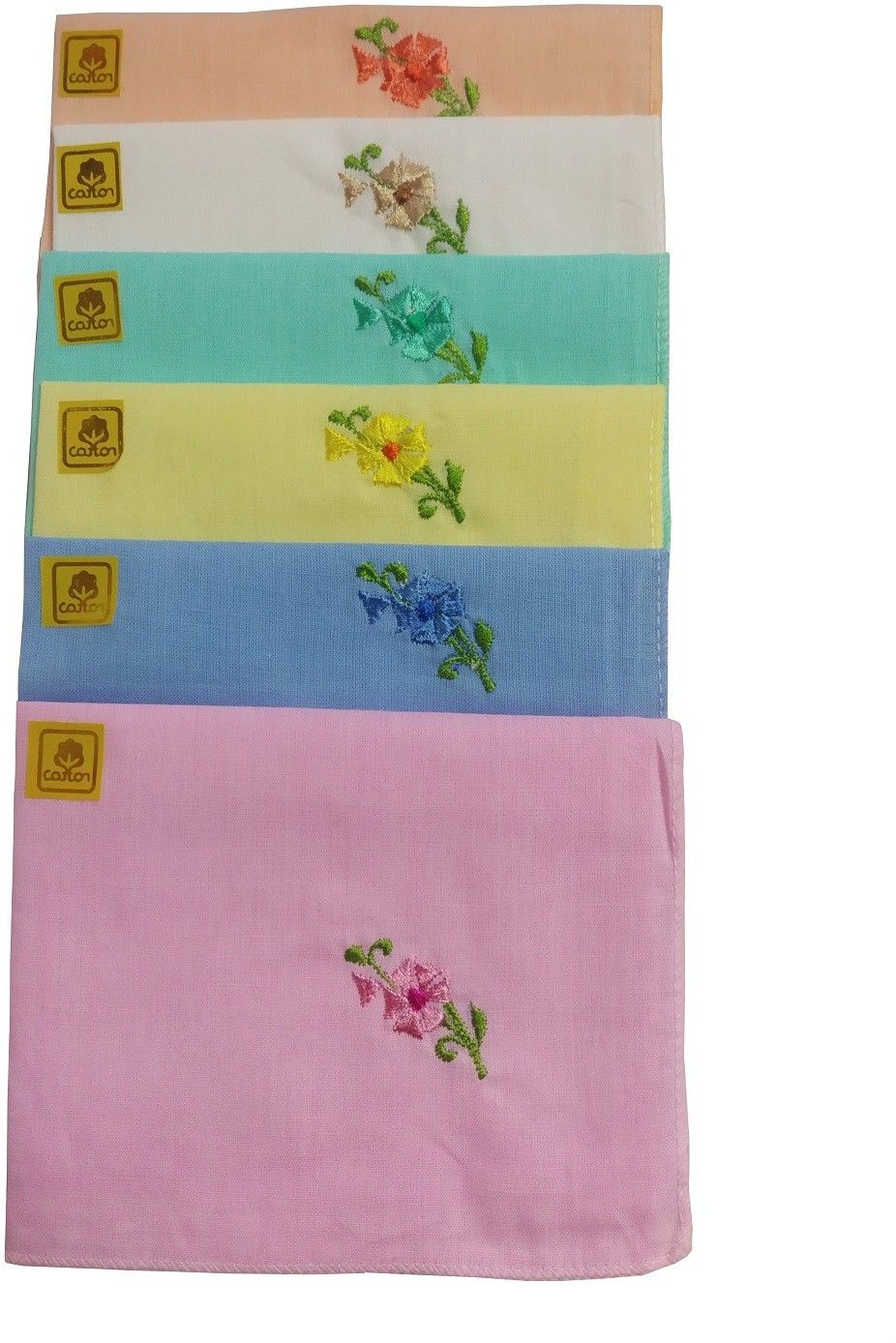 Uniqon (Set Of 6) Pcs Premium Quality Women's/ Girl's Pure Cotton Multi Color Flower Buty Embroidery Design Hankies/Hanky/Handkerchief ["Multicolor"] Handkerchief-image-46