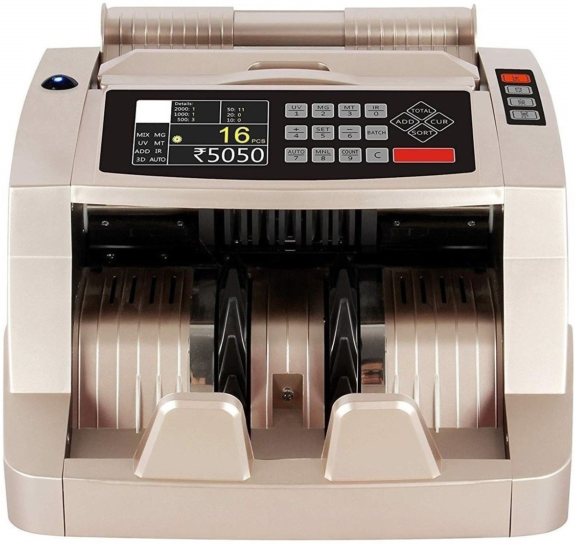 Drop2Kart Multi Value Dual Motor+LCD/LED Counter, UV/MG/MT/IR FakeNote Sensor Note Counting Machine image 1