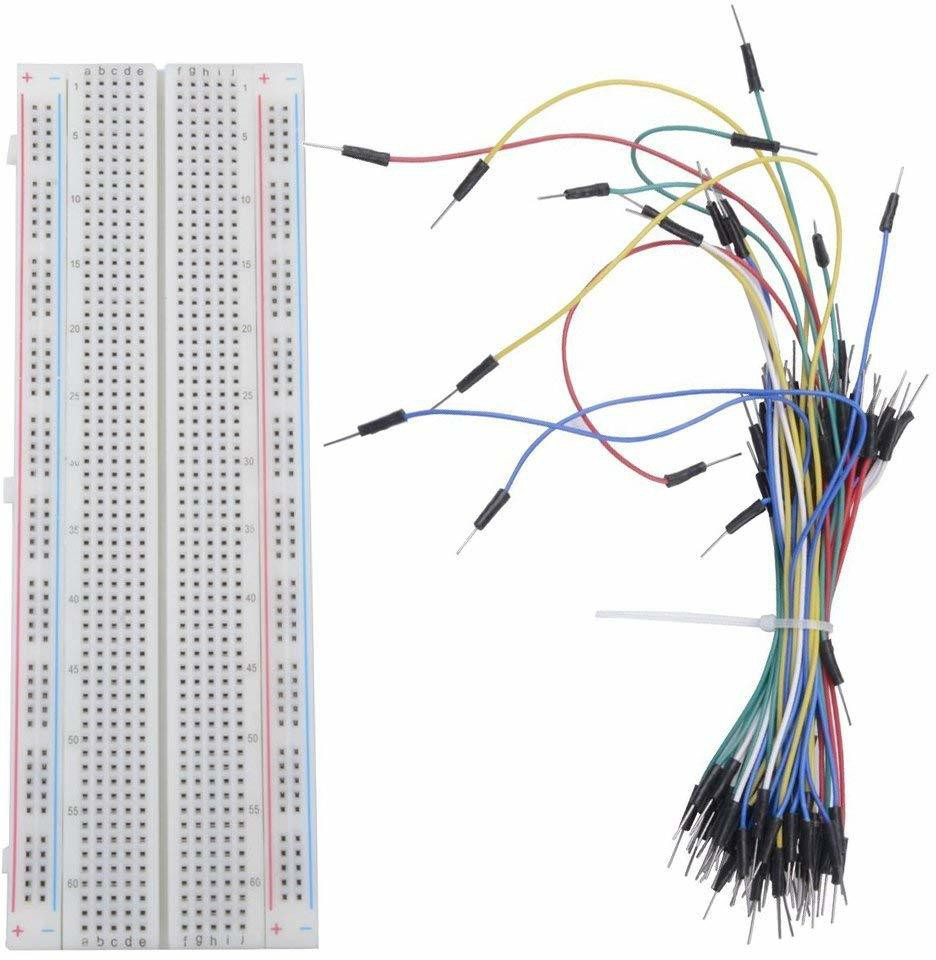 electrobot MB-102 Breadboard 830 tie point PCB Board Solderless Protoboard kit for Arduino with 65pcs M/M Flexible Breadboard Jumper Wires Interconnect Electronic Hobby Kit image 1