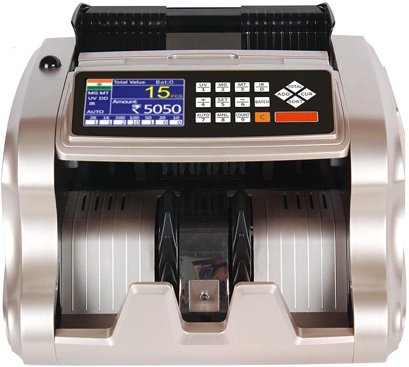 Drop2Kart MixValue Counter with UV/MG/IR/MT Detection,Large LED+LCD Display Note Counting Machine image 1