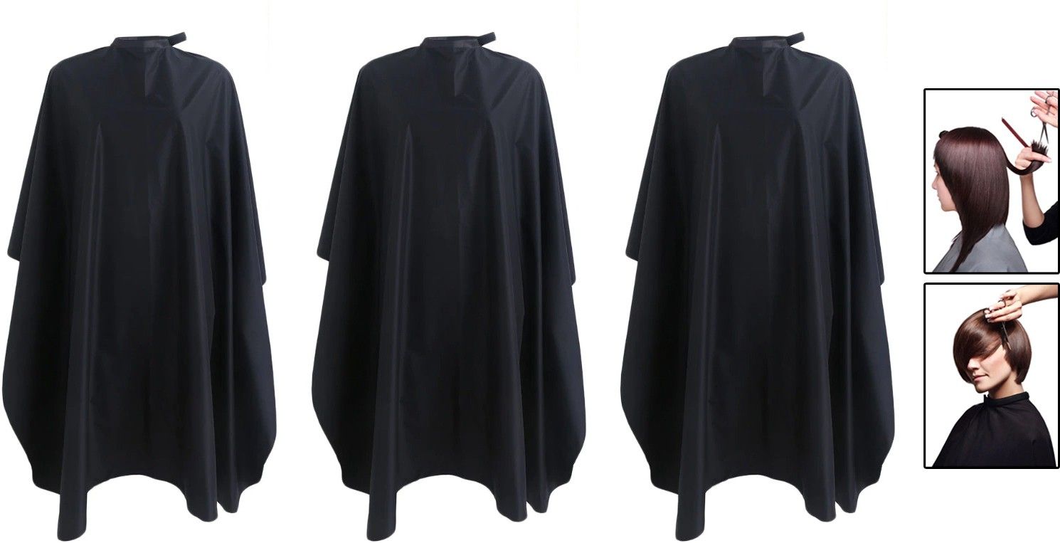 Hair Cutting Apron Cape For Saloon and Beauty Parlour, Barber Hair Tool Cloth Apron for Men and Women (Black, Set Of 3) Makeup Apron-image-13
