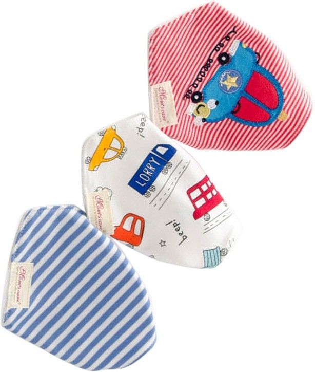nema Triangle Shape Baby Feeding Bibs- Blue Car-picture-2