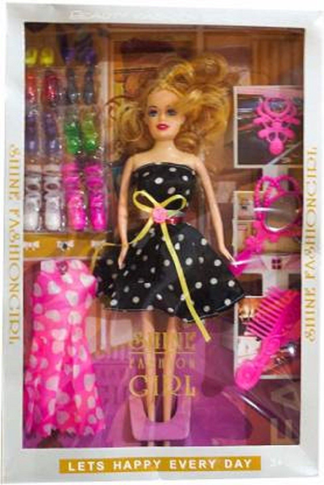 Doll set with Makeup/Dresses/Shoe/Sandals and accessories for kids-image-1