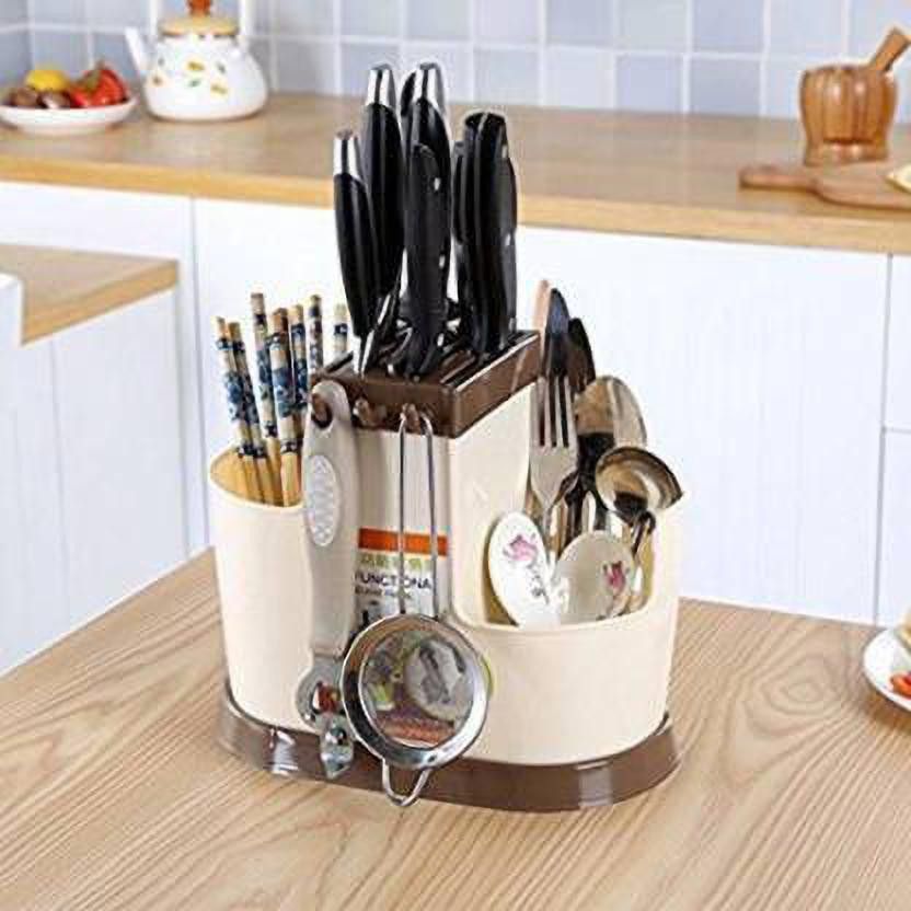 3 in 1 Multi Functional Self Draining Organizer Chopsticks Basket | Spoons, Knife & Other Kitchen Cutlery Storage Holder Stand | Disposable Plastic Cutlery Set-image-49