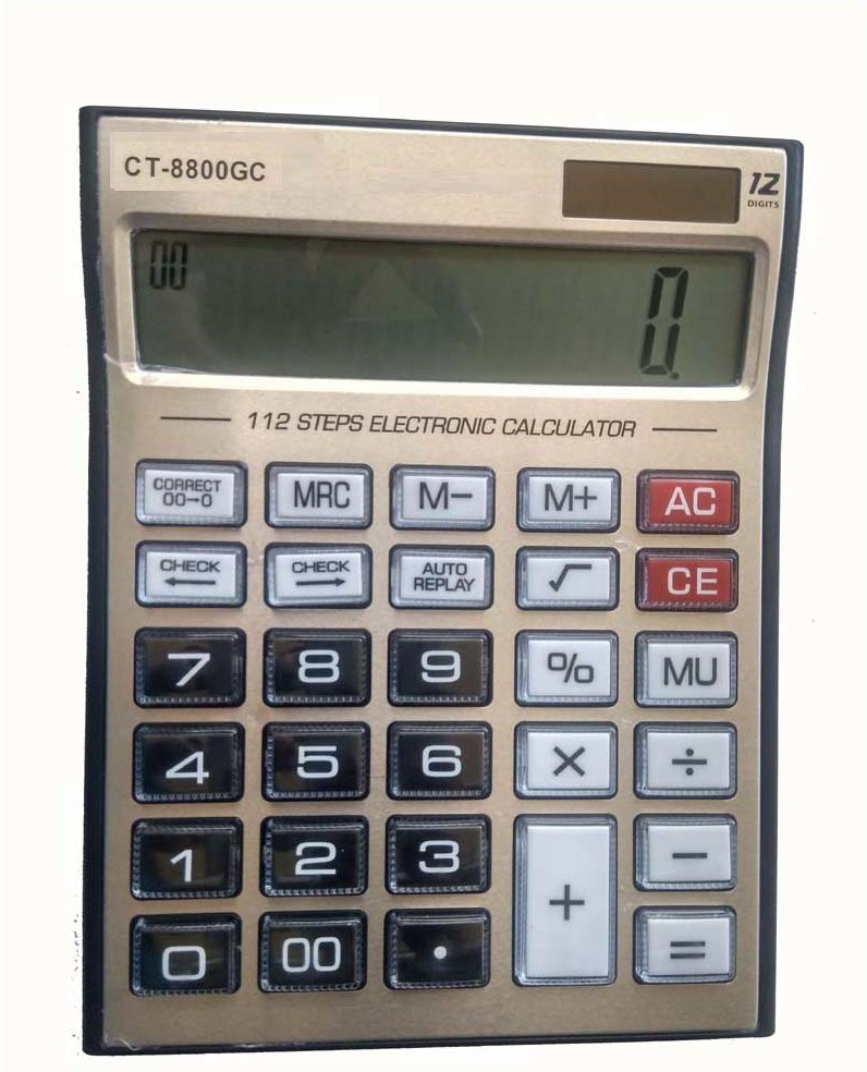 villy Gold Ct-8800GC Premium Quality Big Display/Big Button 12 Digit Mirror Button Basic BasicCalculator image 1