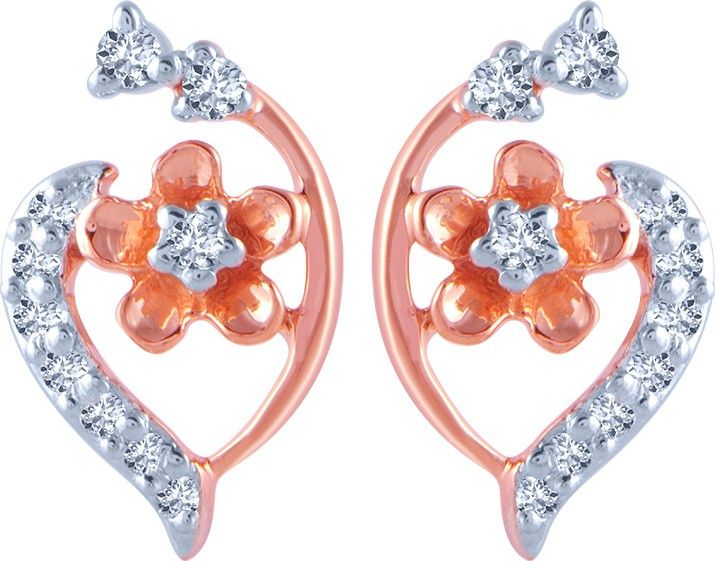PC Chandra Jewellers Rose Gold 14kt Stud Earring-image-3