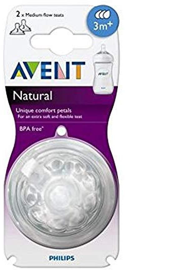philips avent AVENT NATURAL MEDIUM FLOW TEATS SET OF 2 PIECE NIPPLE Medium Flow Nipple image 1