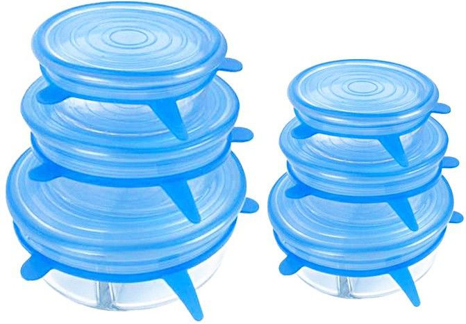 Silicone Stretchable Lids Flexible Covers for Rectangle Round Square - Bowls Dishes Plates Food Fresh Saver Cover 8 inch Lid Set