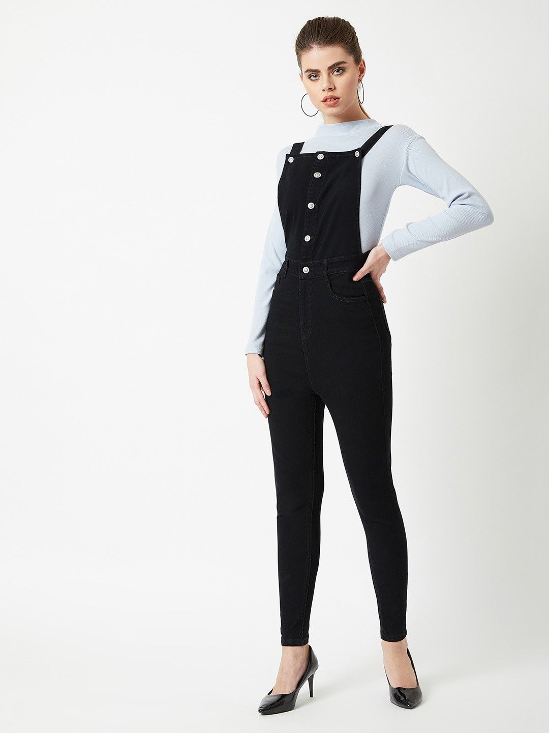 Women Black Dungaree-image-14