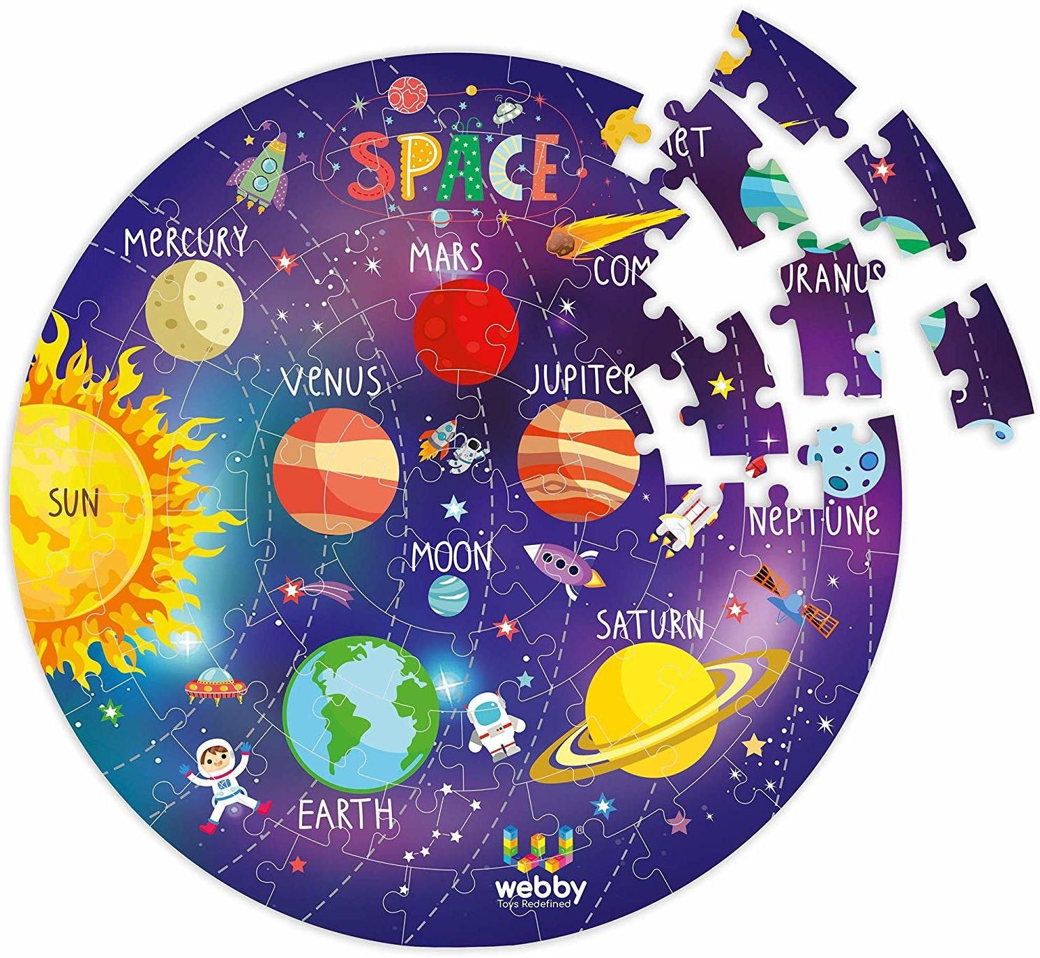 Solar System Jigsaw Floor Puzzle 60 Pcs with 4 Double Sided Flashcards-image-33