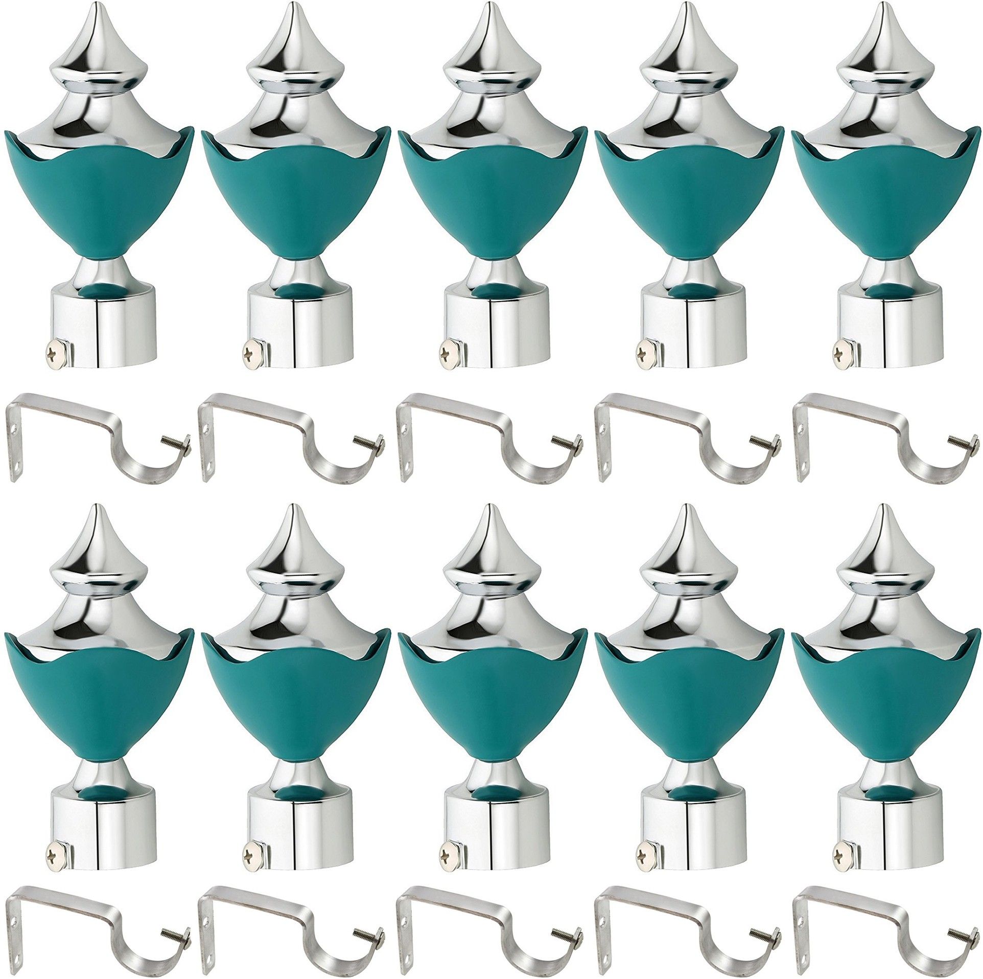 Light Blue Rod Rail Bracket, Curtain Knobs Metal-image-2