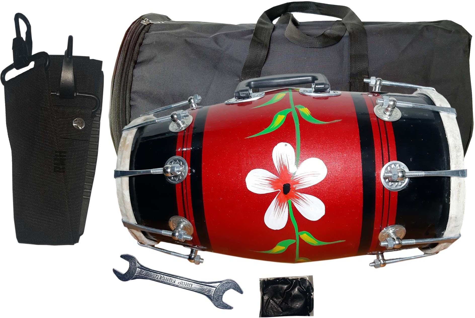Red pant With flower panting Dholak with Full tool kit Nut & Bolts Dholak-image-39
