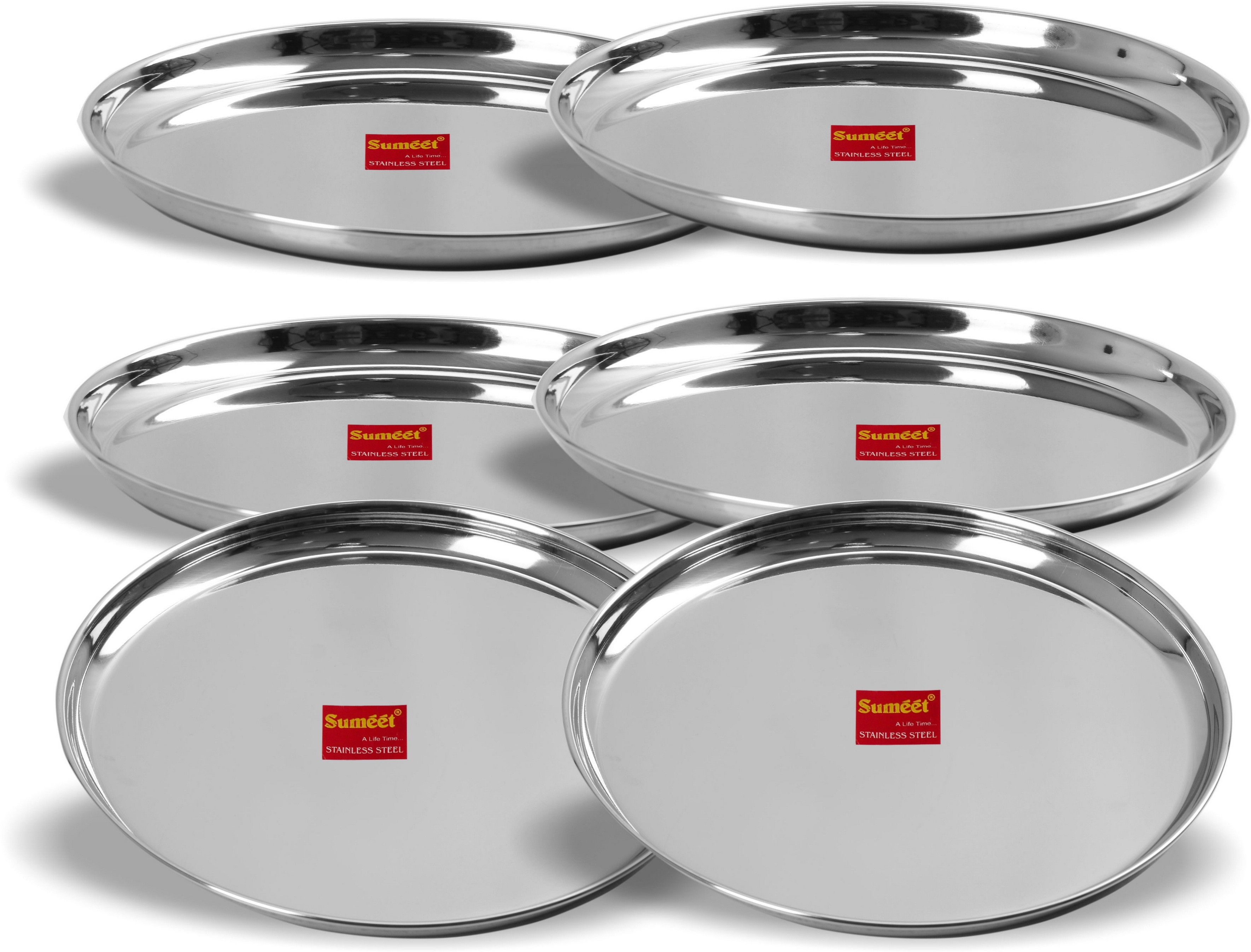 sumeet Stainless Steel Heavy Gauge Dinner Plates with Mirror Finish 30cm Dia - Set of 6pc Dinner Plate-picture-17