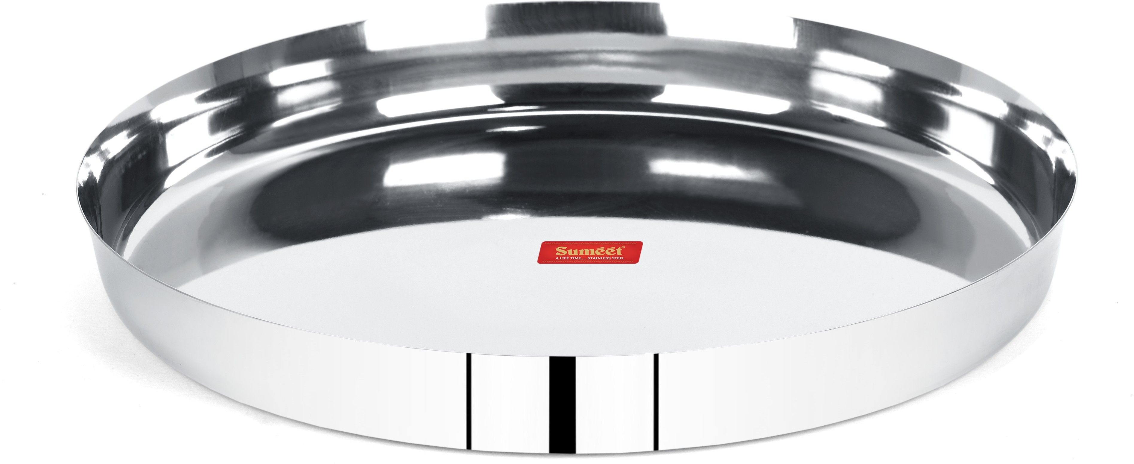 sumeet 22 Gauge Stainless Steel Traditional Dinner Plate / Thali 25.8Cm (1.5Ltr) - 1Pc Dinner Plate-picture-30
