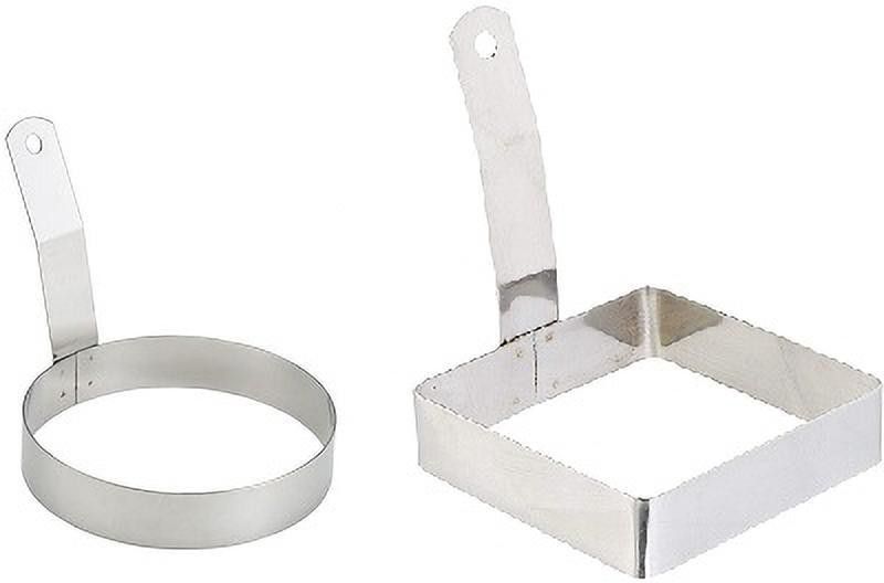 dynore Stainless Steel Set of 2- Round and Sqaure egg ring with Handle Stainless Steel Cupcake/Muffin Mould-picture-23