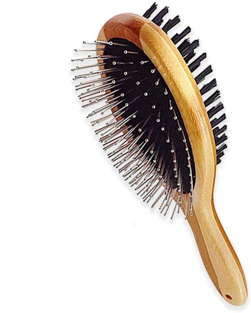 petvogue Pet Comb, Professional Double Sided Pin & Bristle Bamboo Brush for Dogs & Cats, Grooming Comb Cleans Pets Shedding & Dirt for Short Medium or Long Hair Wire-pin Brushes for Dog, Cat-picture-24