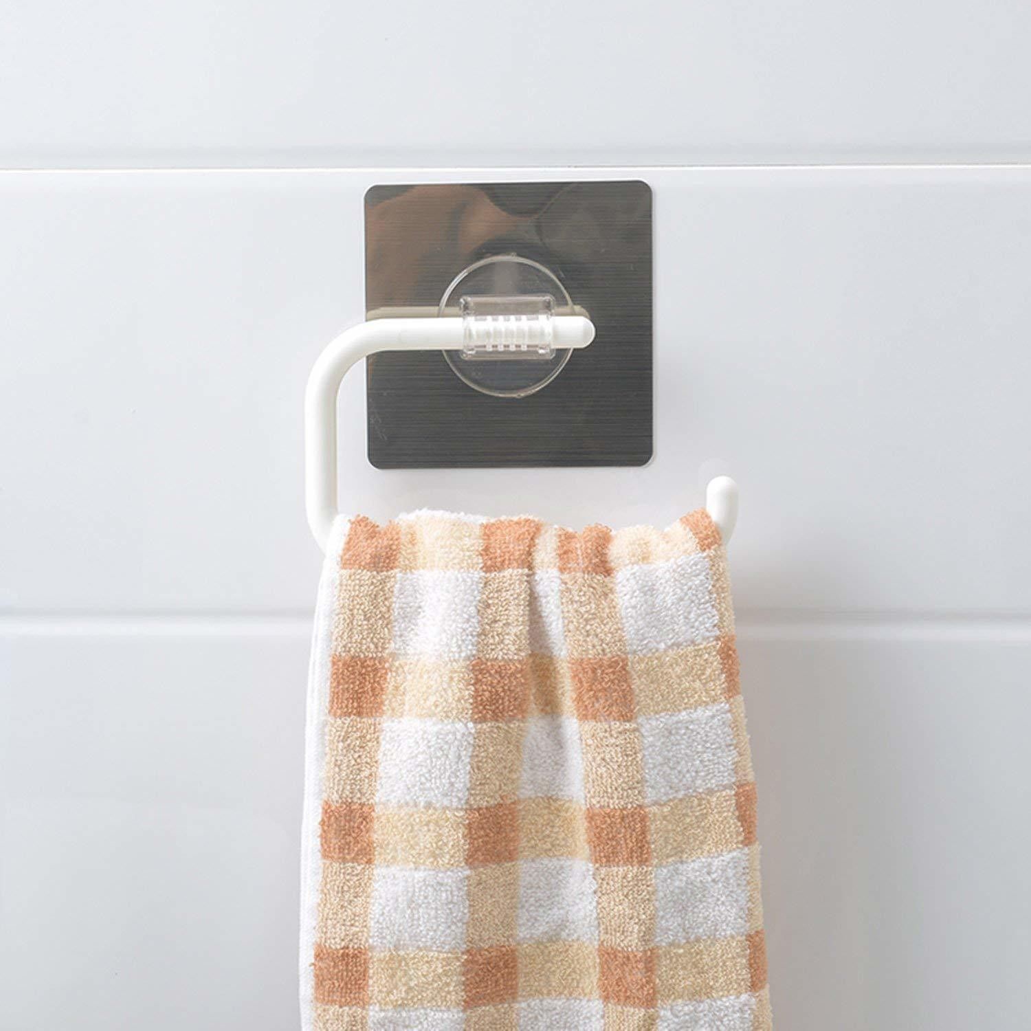 Self Adhesive Magic Sticker Wall Mounted Kitchen Paper Towel Holder, Tissue Roll Holder, Napkin Holder for Kitchen and Bathroom Plastic Toilet Paper Holder-image-1