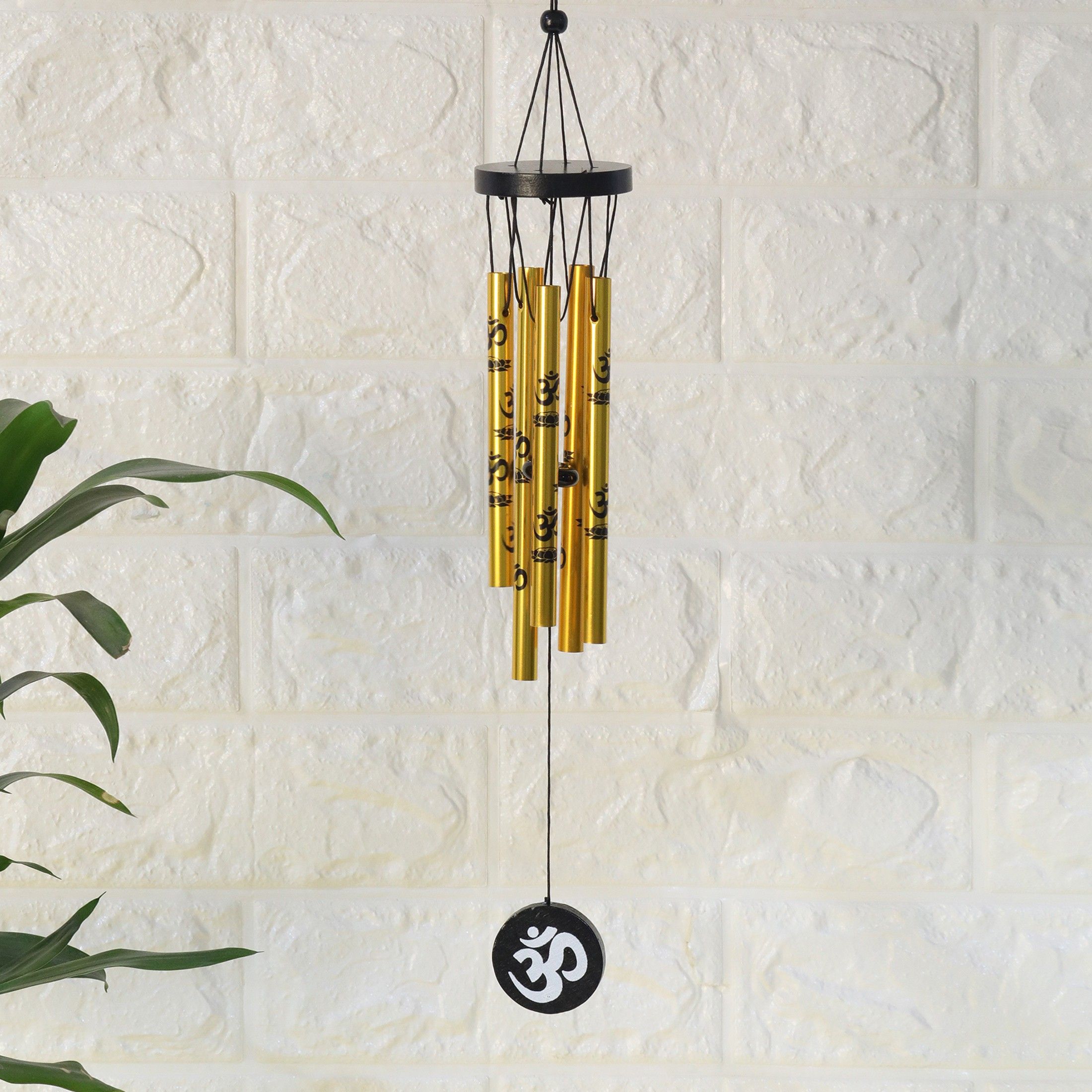 Vastu / Feng Shui Om Wind Chimes Metal Rods / Pipes for Home Brass Windchime
