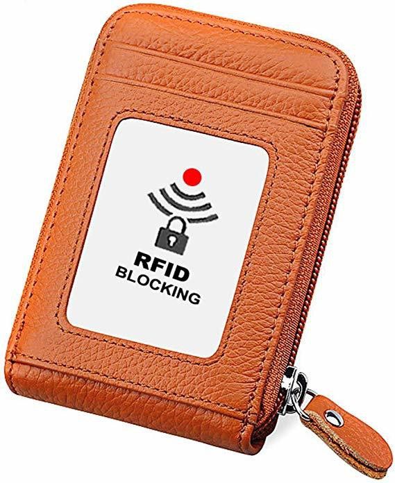 Orange Leather Zip Debit/Credit/ATM For Men & Women Slot 10 Card Holder-image-16